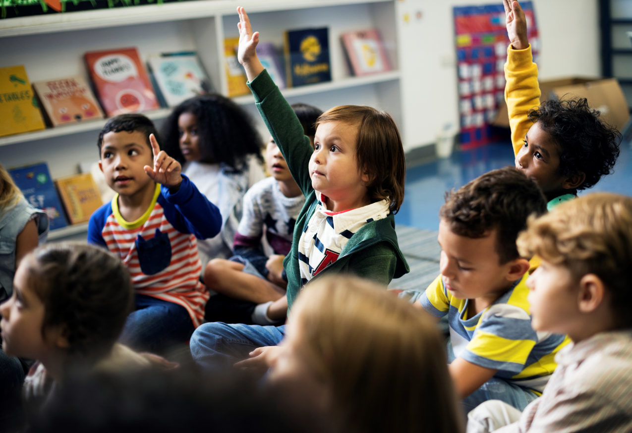 Kids at elementary school classroom