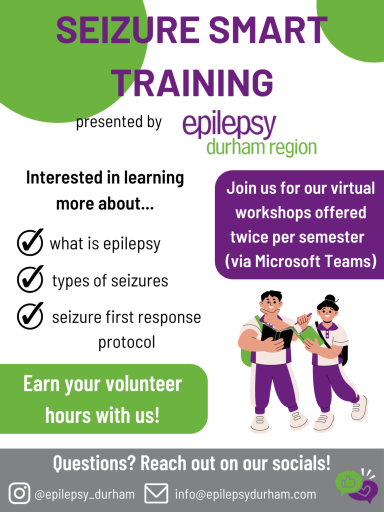 Seizure Smart Training poster, Earn your volunteer hours with us!